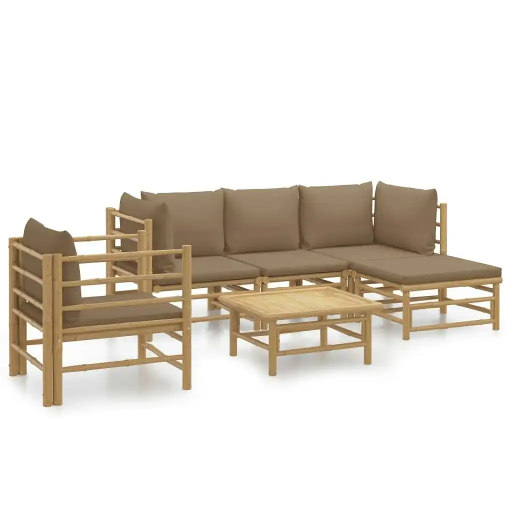 6 Piece Garden Lounge Set with Taupe Cushions  Bamboo 3155115