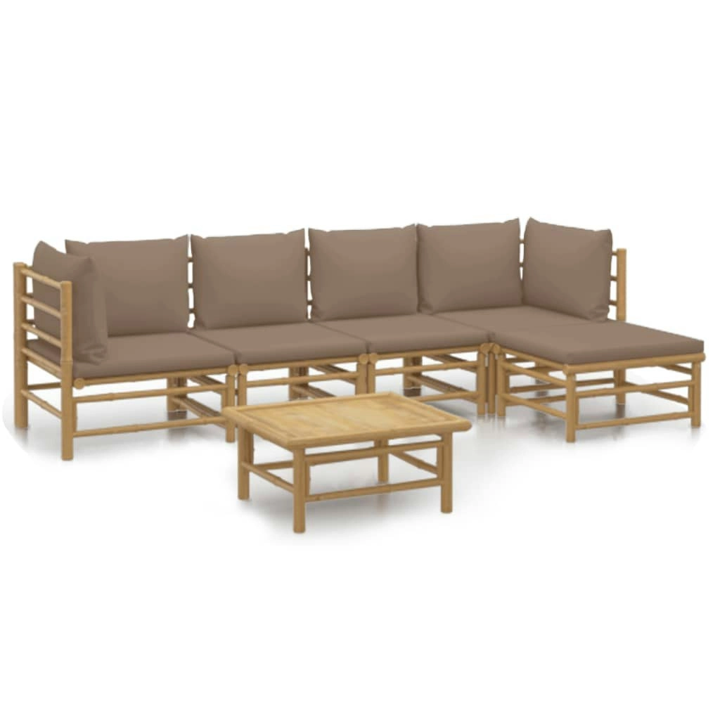 6 Piece Garden Lounge Set with Taupe Cushions  Bamboo 3155116