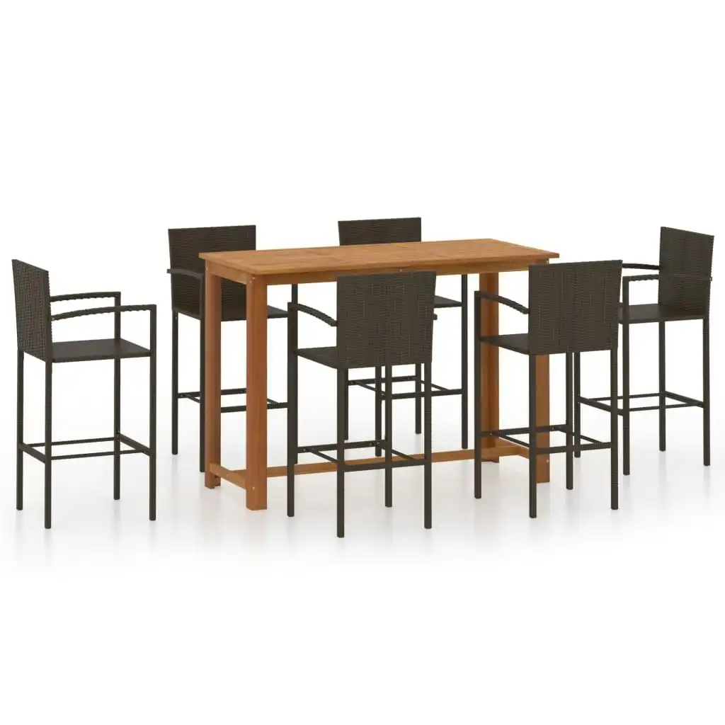 7 Piece Garden Bar Set Brown 3068016