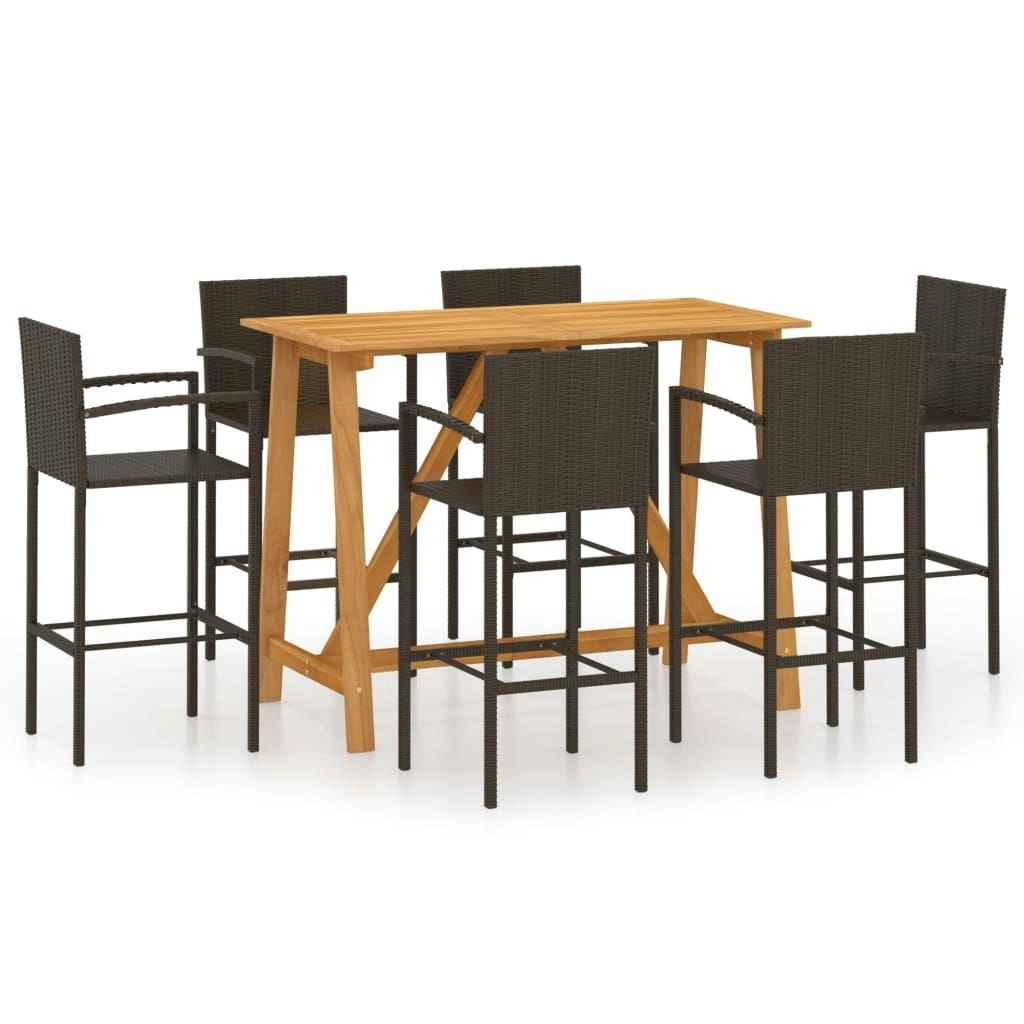 7 Piece Garden Bar Set Brown 3067971