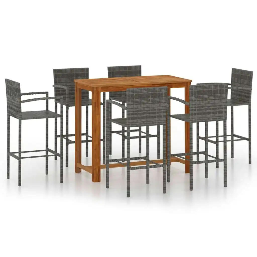 7 Piece Garden Bar Set Grey 3068005