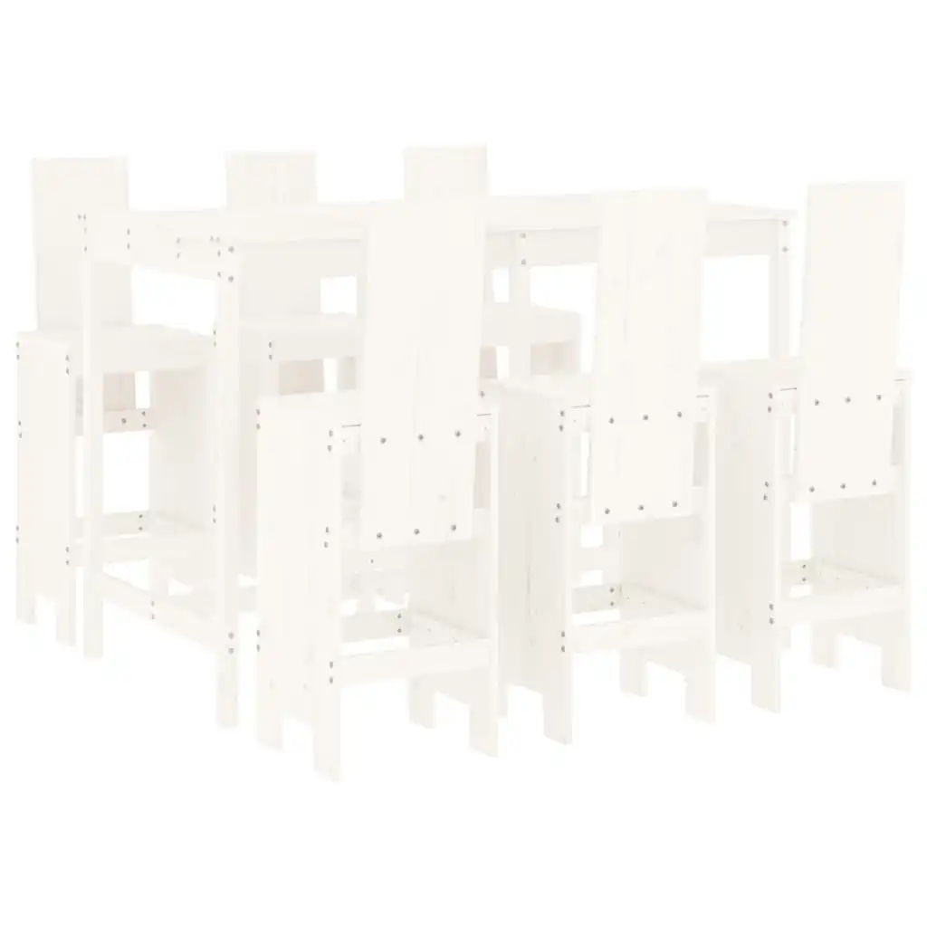 7 Piece Garden Bar Set White Solid Wood Pine 3157782