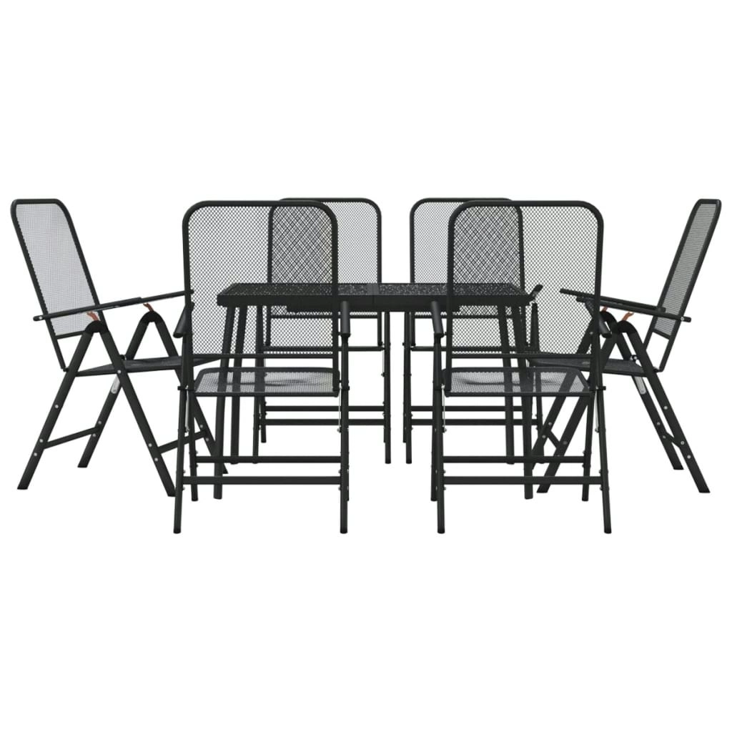 7 Piece Garden Dining Set Anthracite Metal Mesh 3211821