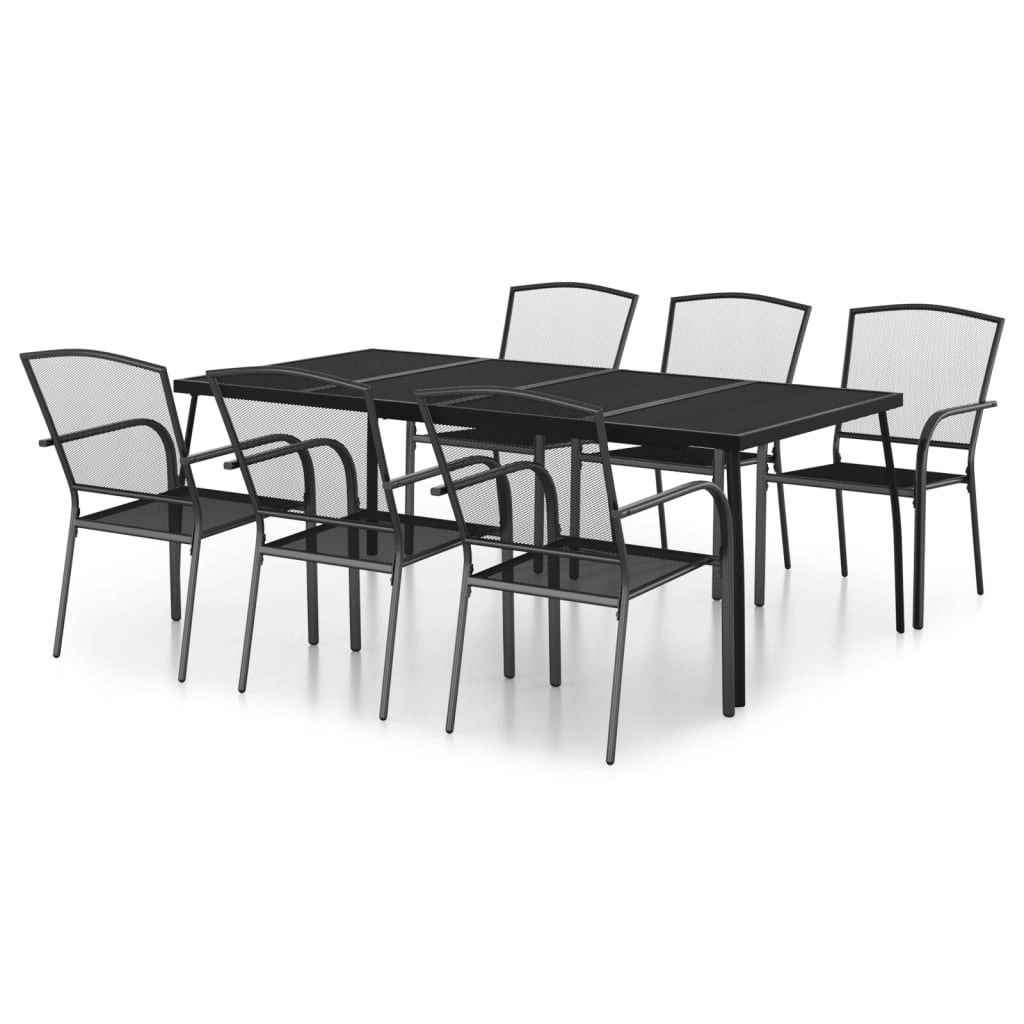 7 Piece Garden Dining Set Anthracite Steel 3187973