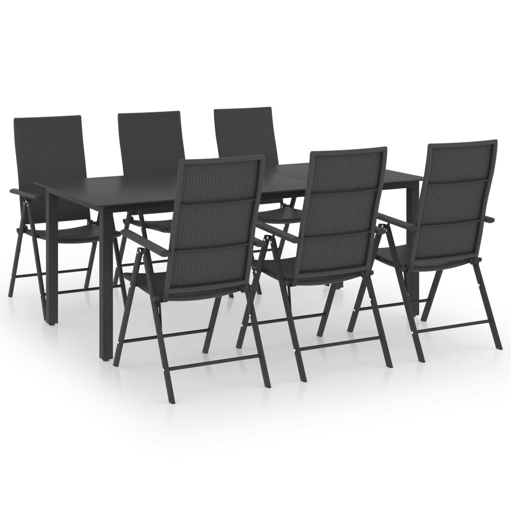 7 Piece Garden Dining Set Black 3060050