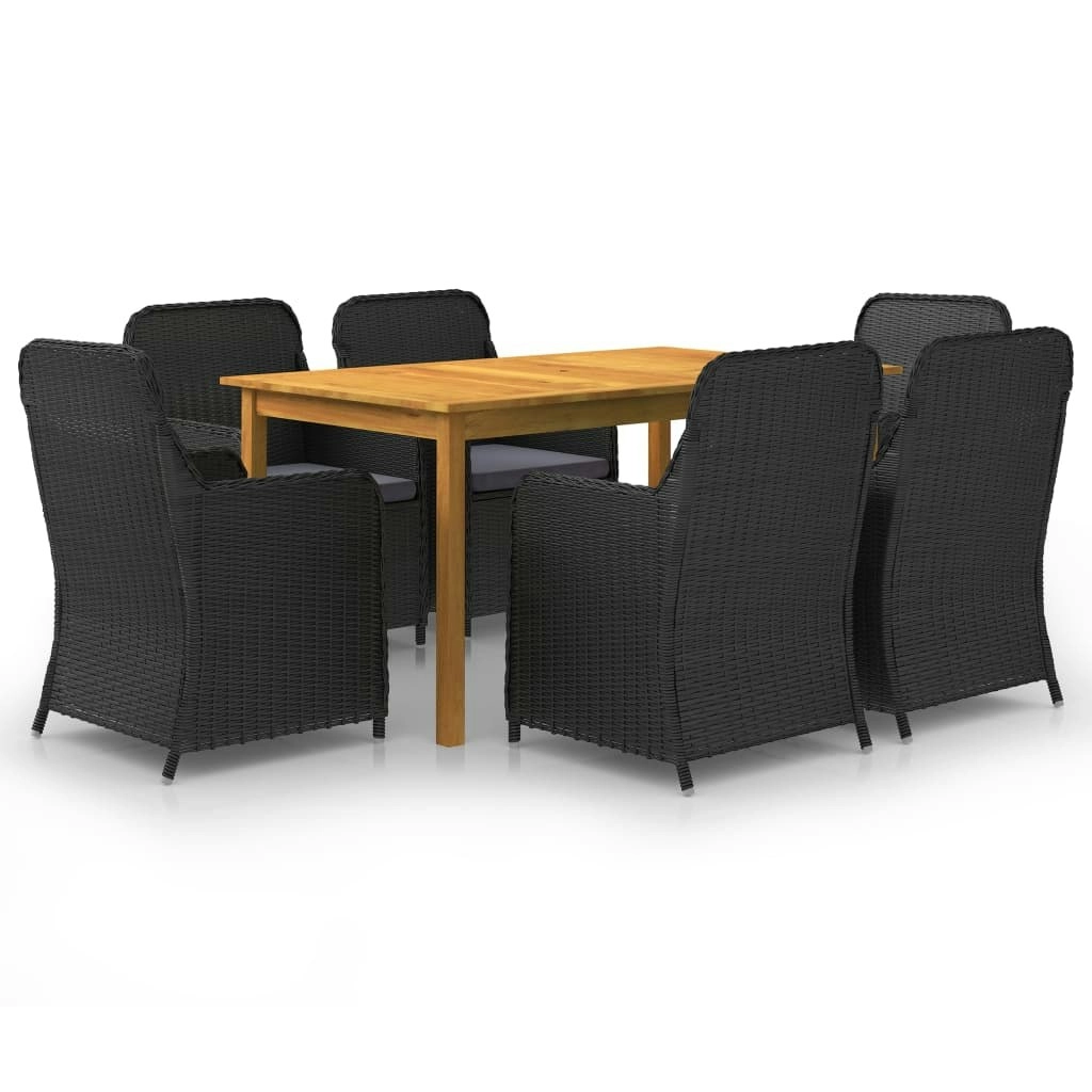 7 Piece Garden Dining Set Black 3067820