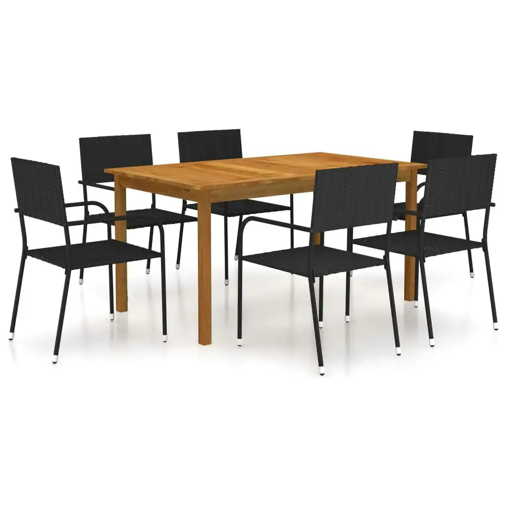 7 Piece Garden Dining Set Black 3067830