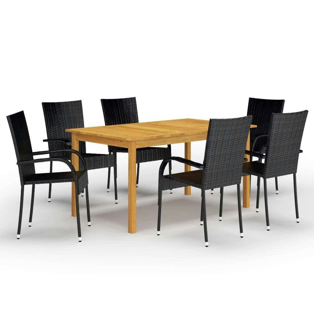 7 Piece Garden Dining Set Black 3067787