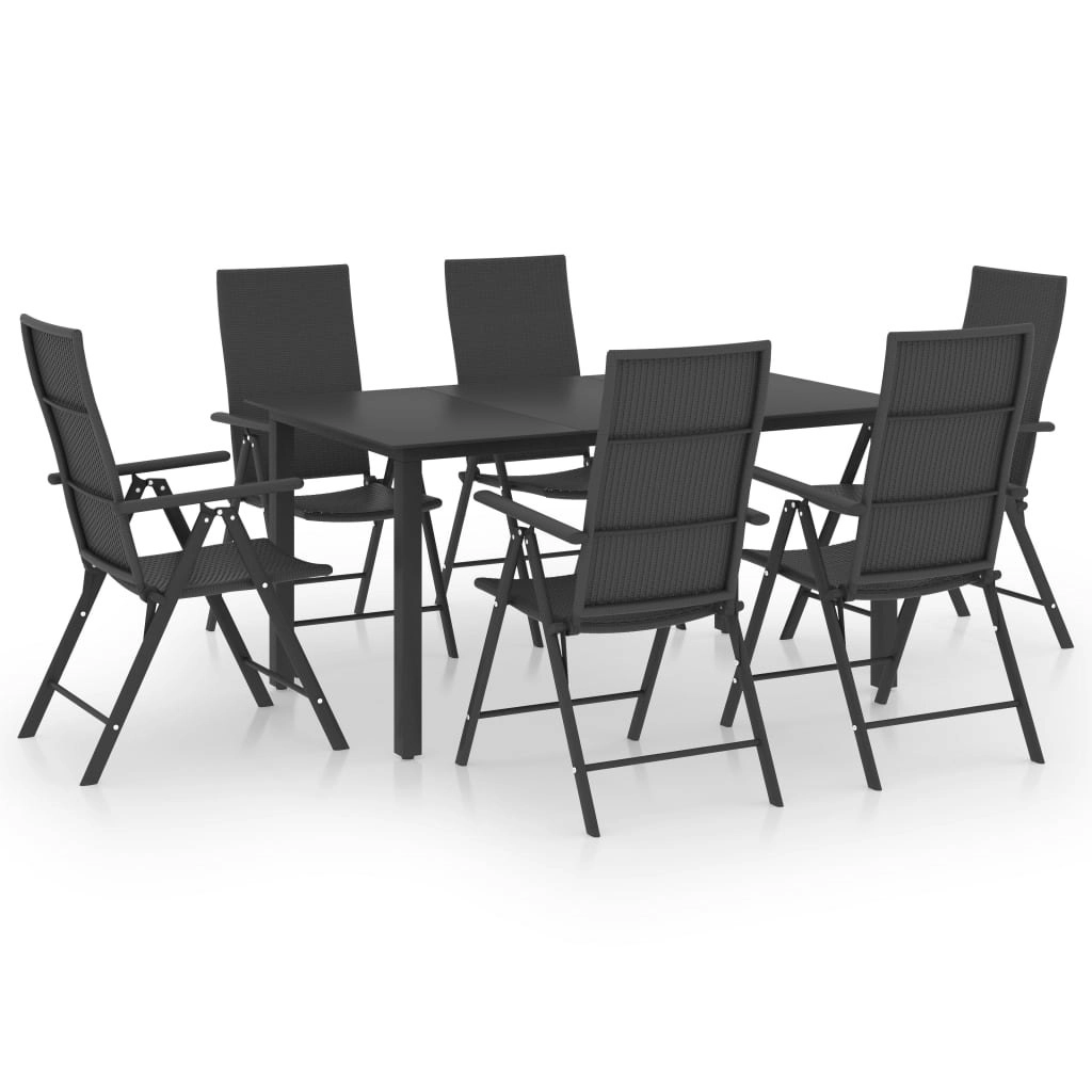 7 Piece Garden Dining Set Black 3060049