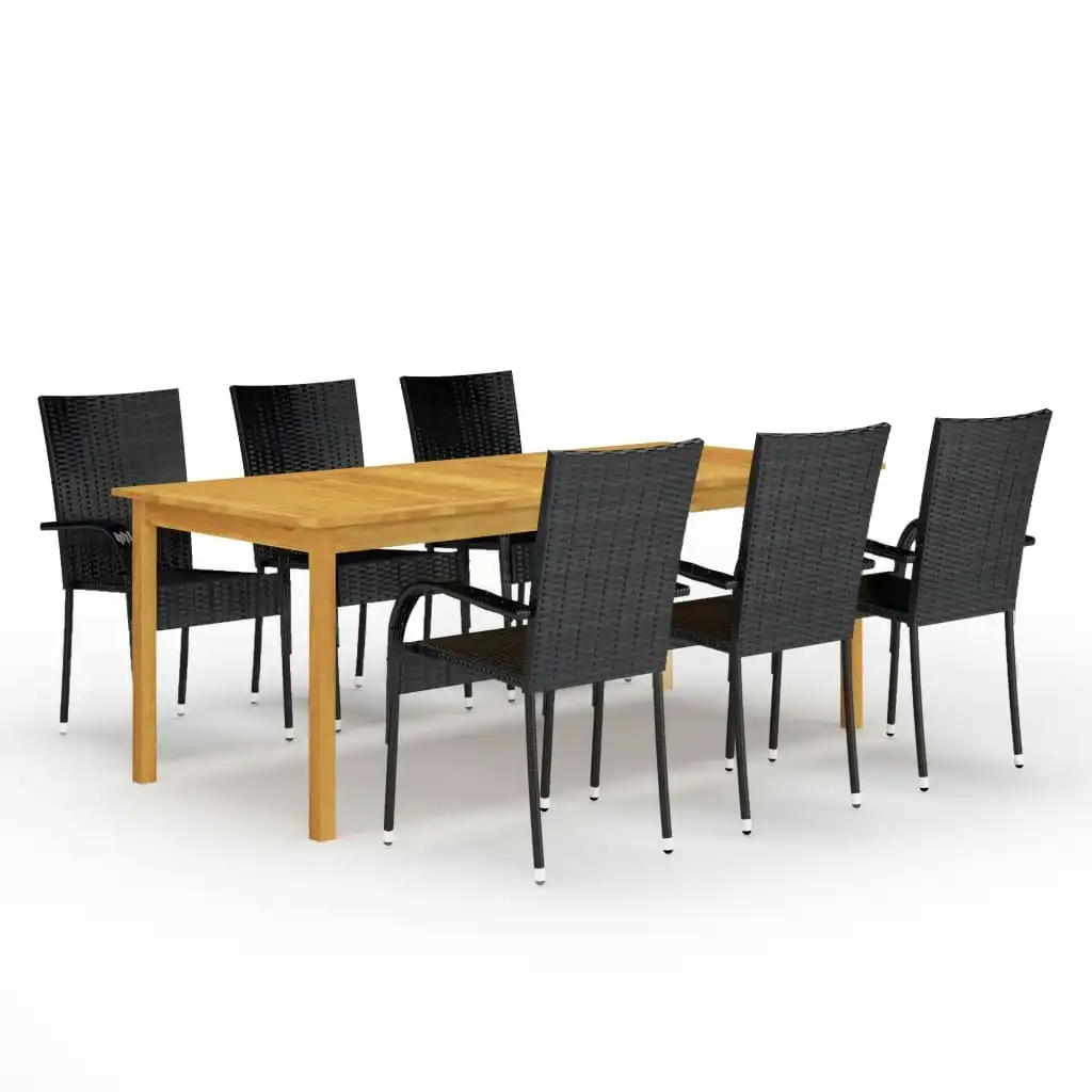 7 Piece Garden Dining Set Black 3067878