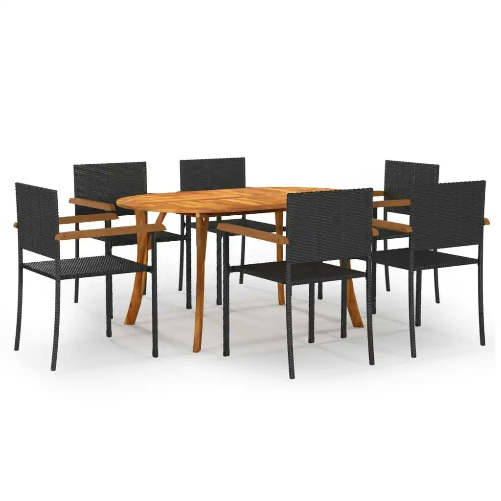 7 Piece Garden Dining Set Black 3072016