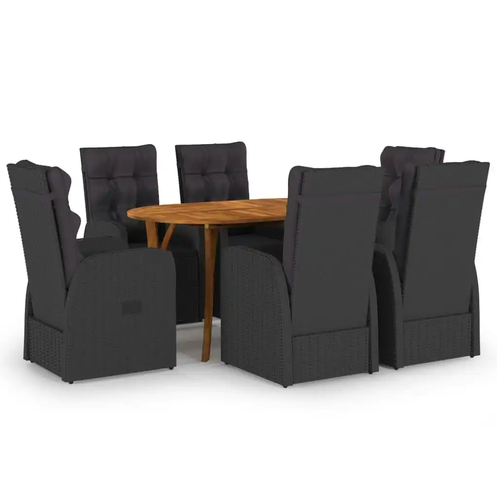 7 Piece Garden Dining Set Black 3072028