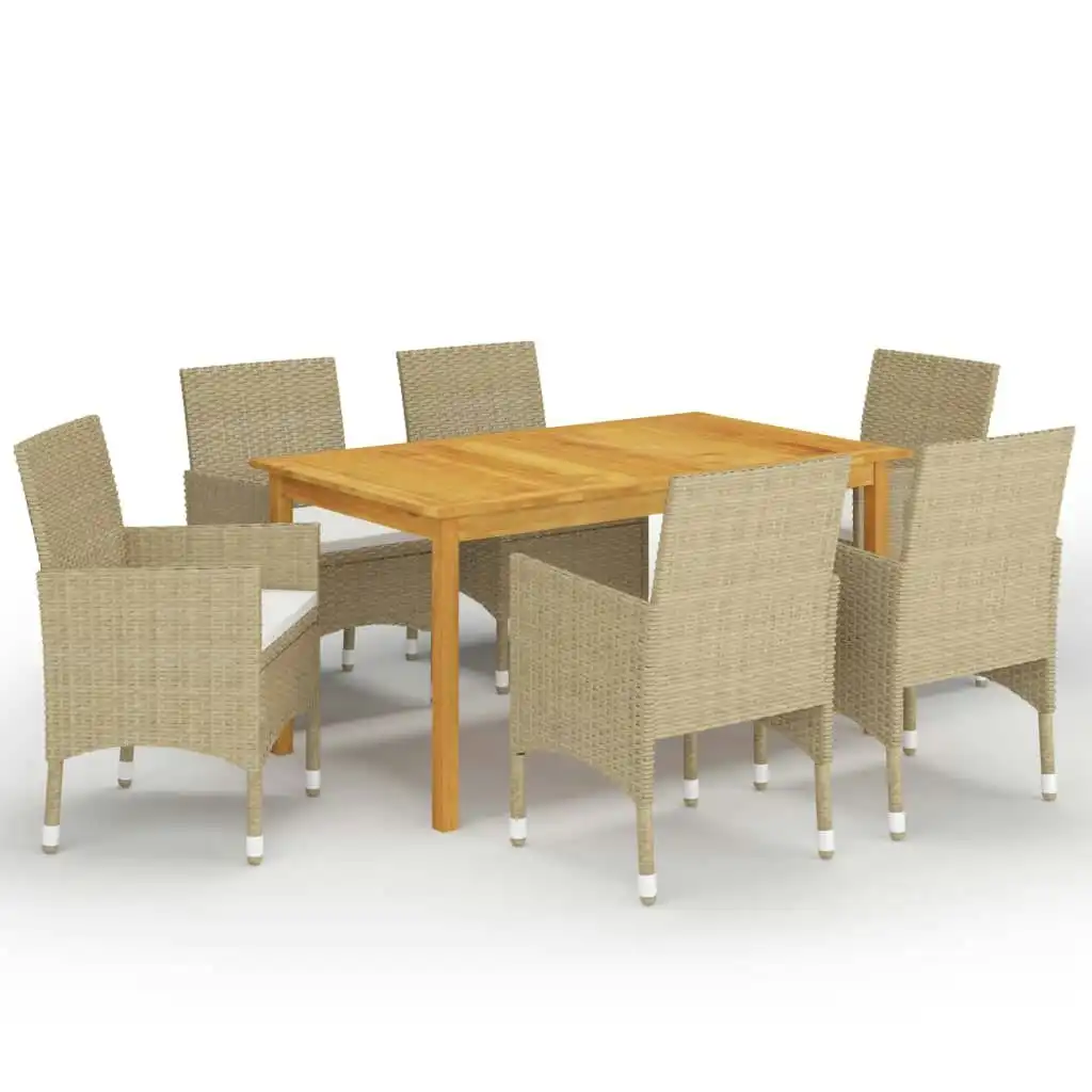 7 Piece Garden Dining Set Beige 3067767