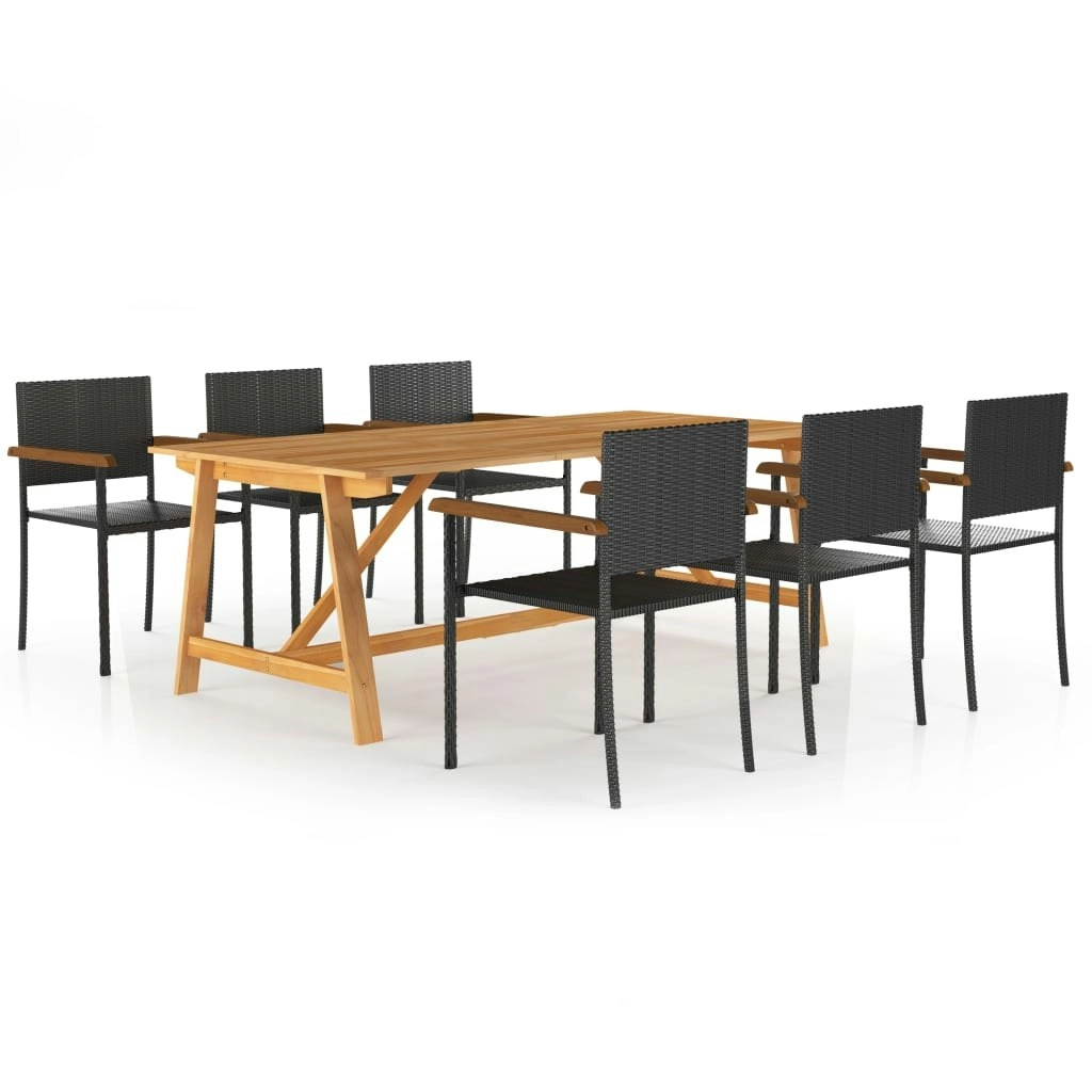 7 Piece Garden Dining Set Black 3068814