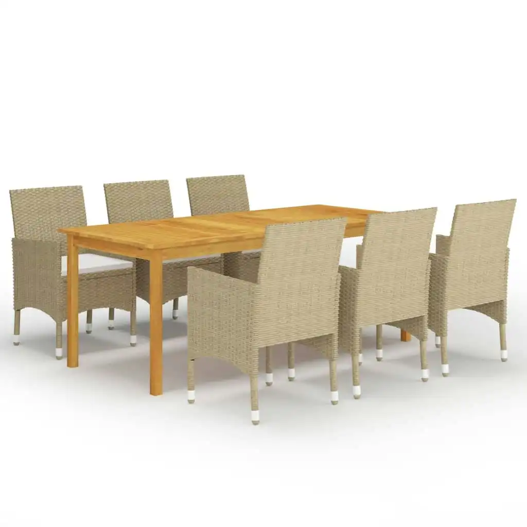 7 Piece Garden Dining Set Beige 3067857