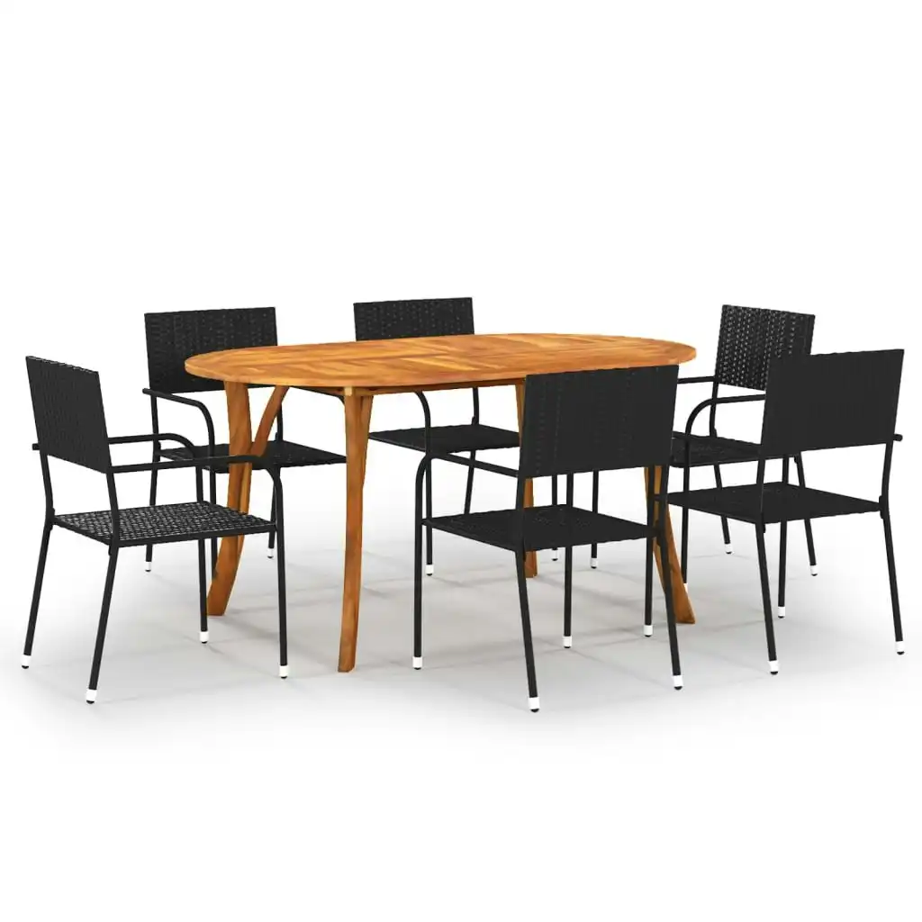 7 Piece Garden Dining Set Black 3072039