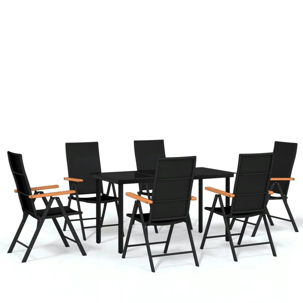 7 Piece Garden Dining Set Black 3099116