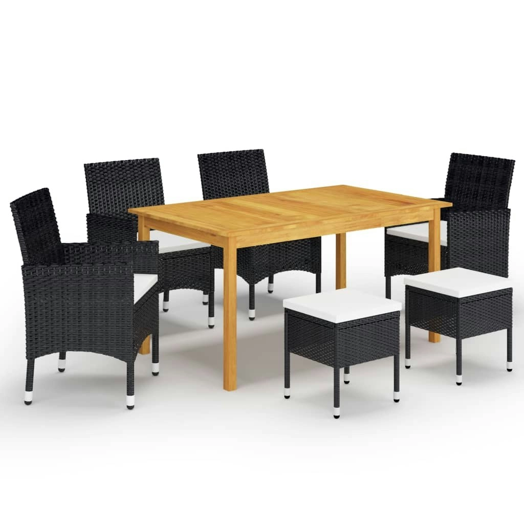 7 Piece Garden Dining Set Black 3067777