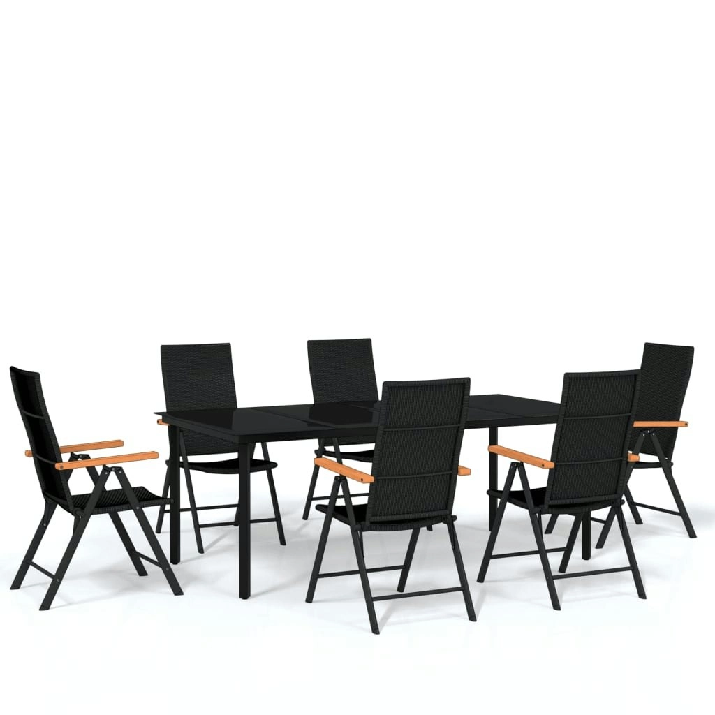 7 Piece Garden Dining Set Black 3099117