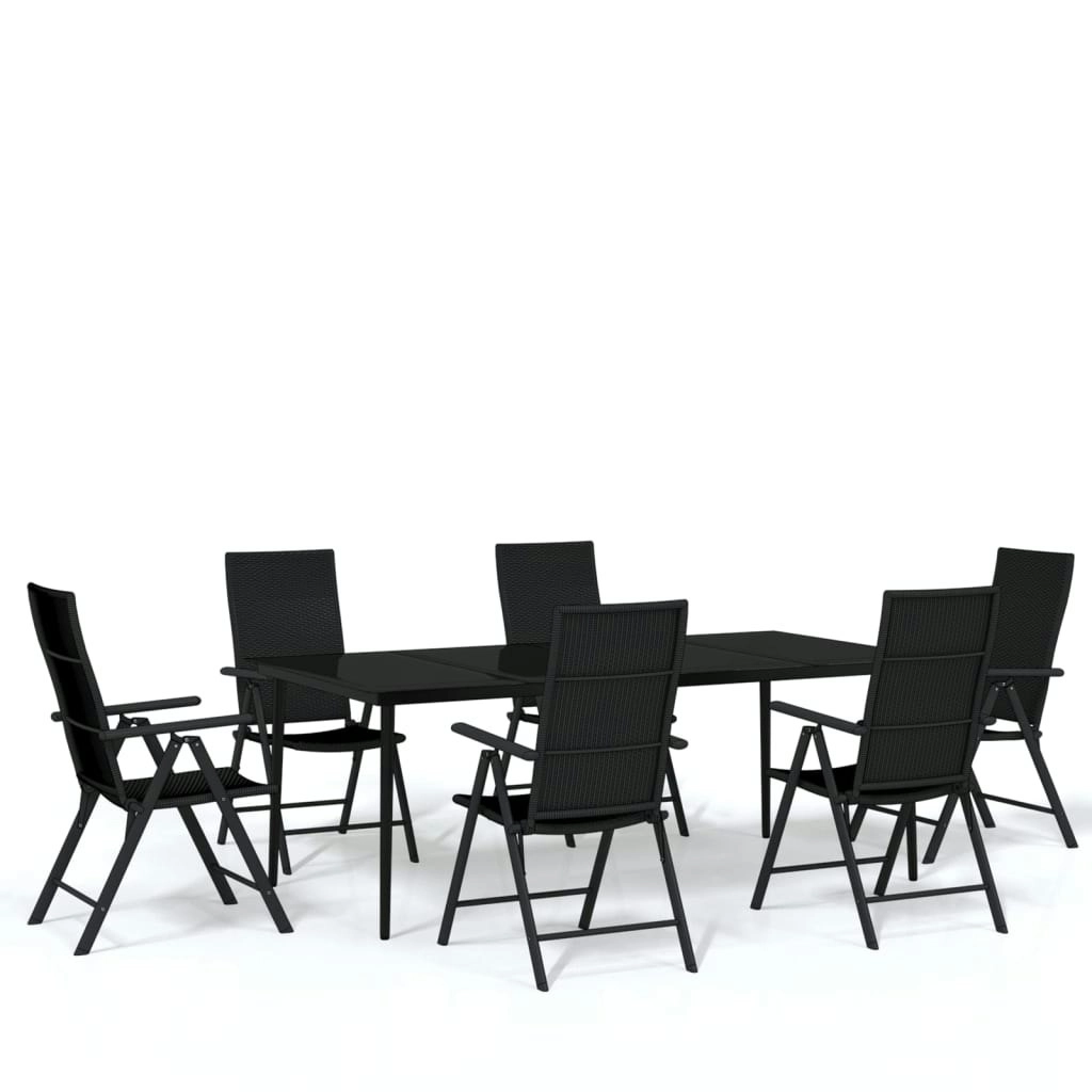 7 Piece Garden Dining Set Black 3099111