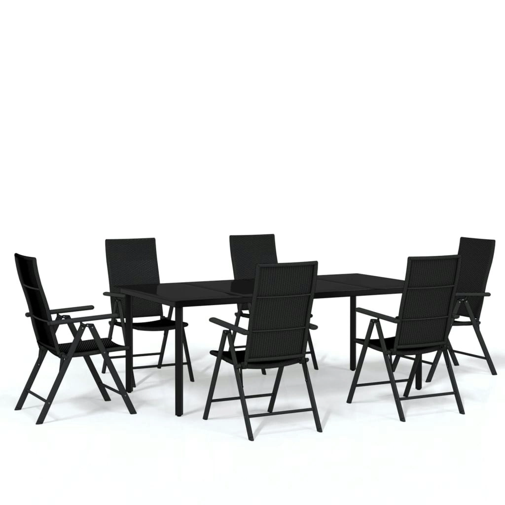 7 Piece Garden Dining Set Black 3099105