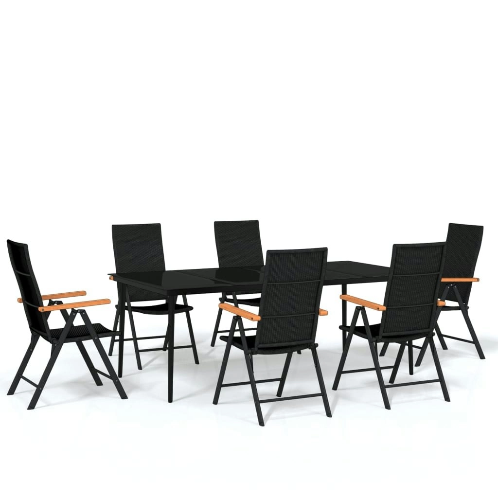 7 Piece Garden Dining Set Black 3099123