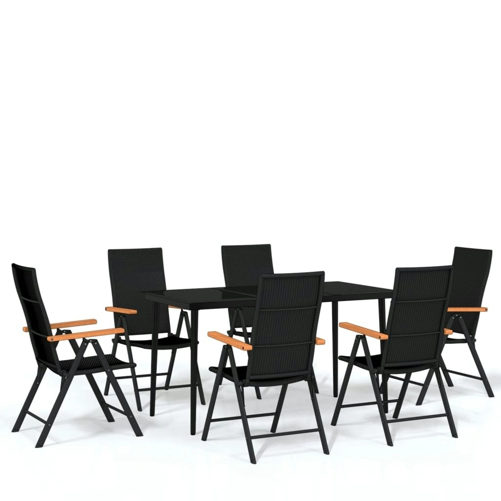 7 Piece Garden Dining Set Black 3099122