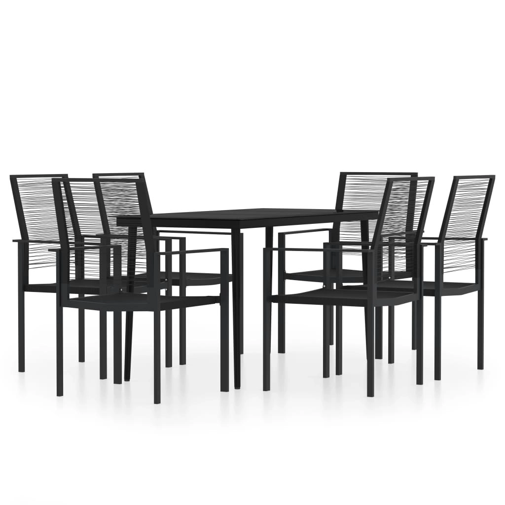 7 Piece Garden Dining Set Black 3099206