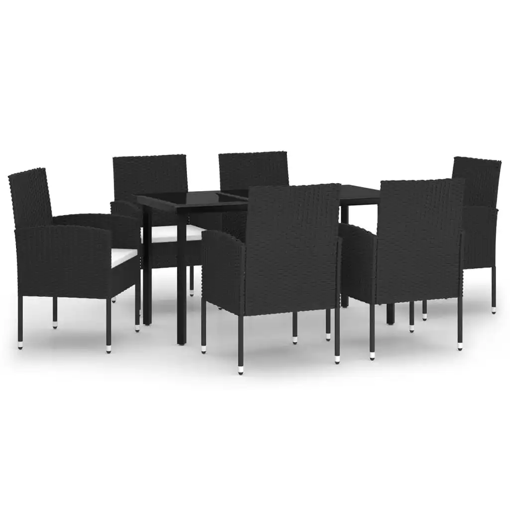 7 Piece Garden Dining Set Black 3099604