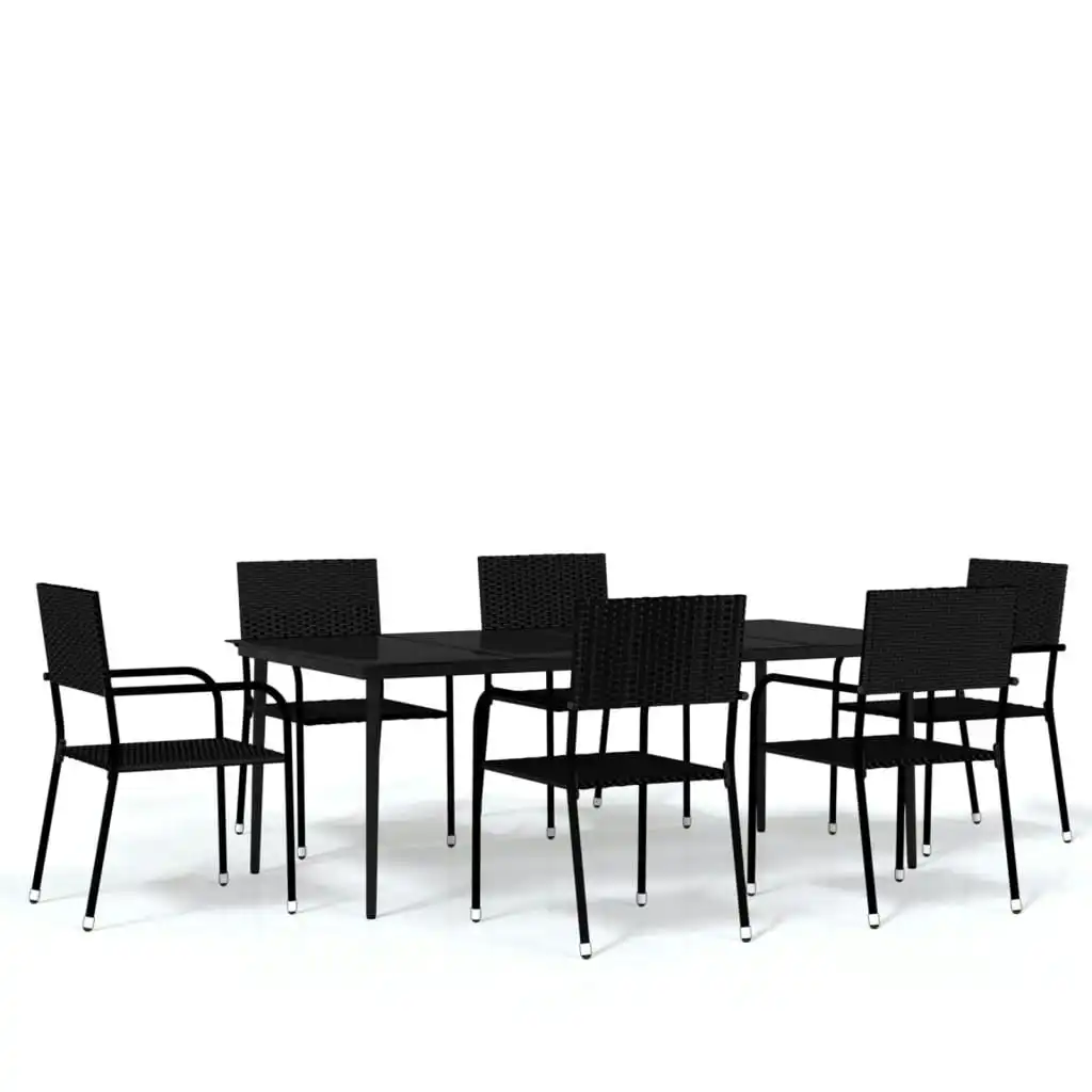 7 Piece Garden Dining Set Black 3099593