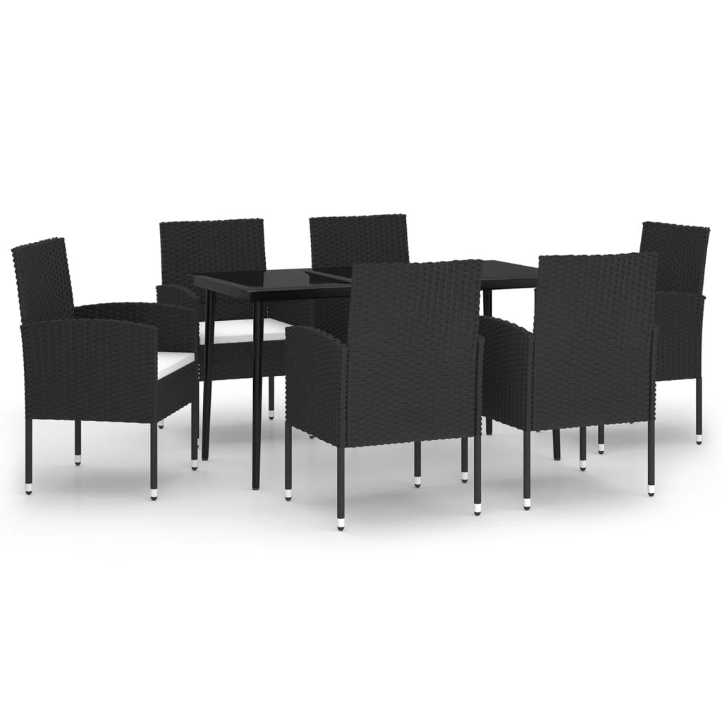 7 Piece Garden Dining Set Black 3099622