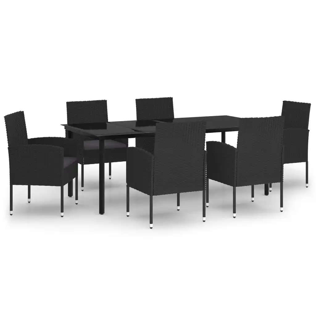 7 Piece Garden Dining Set Black 3099617