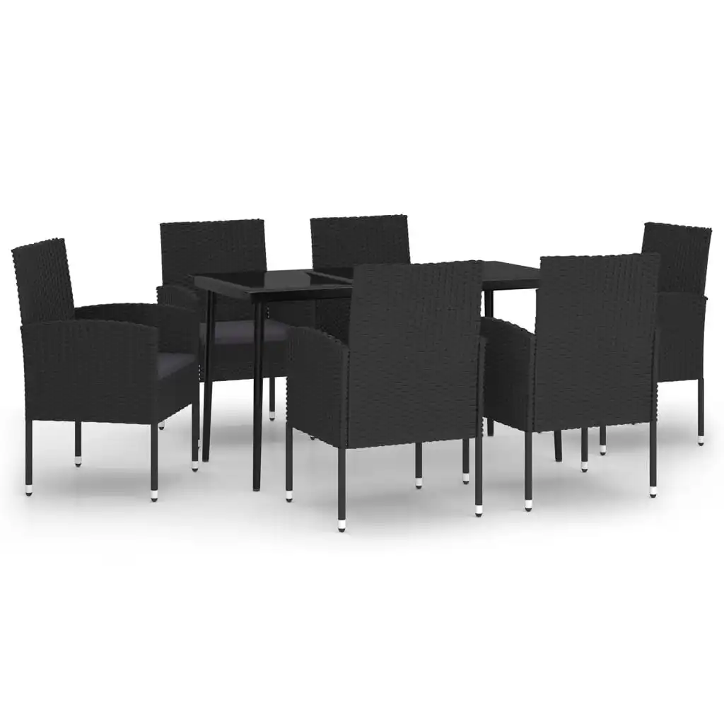 7 Piece Garden Dining Set Black 3099634