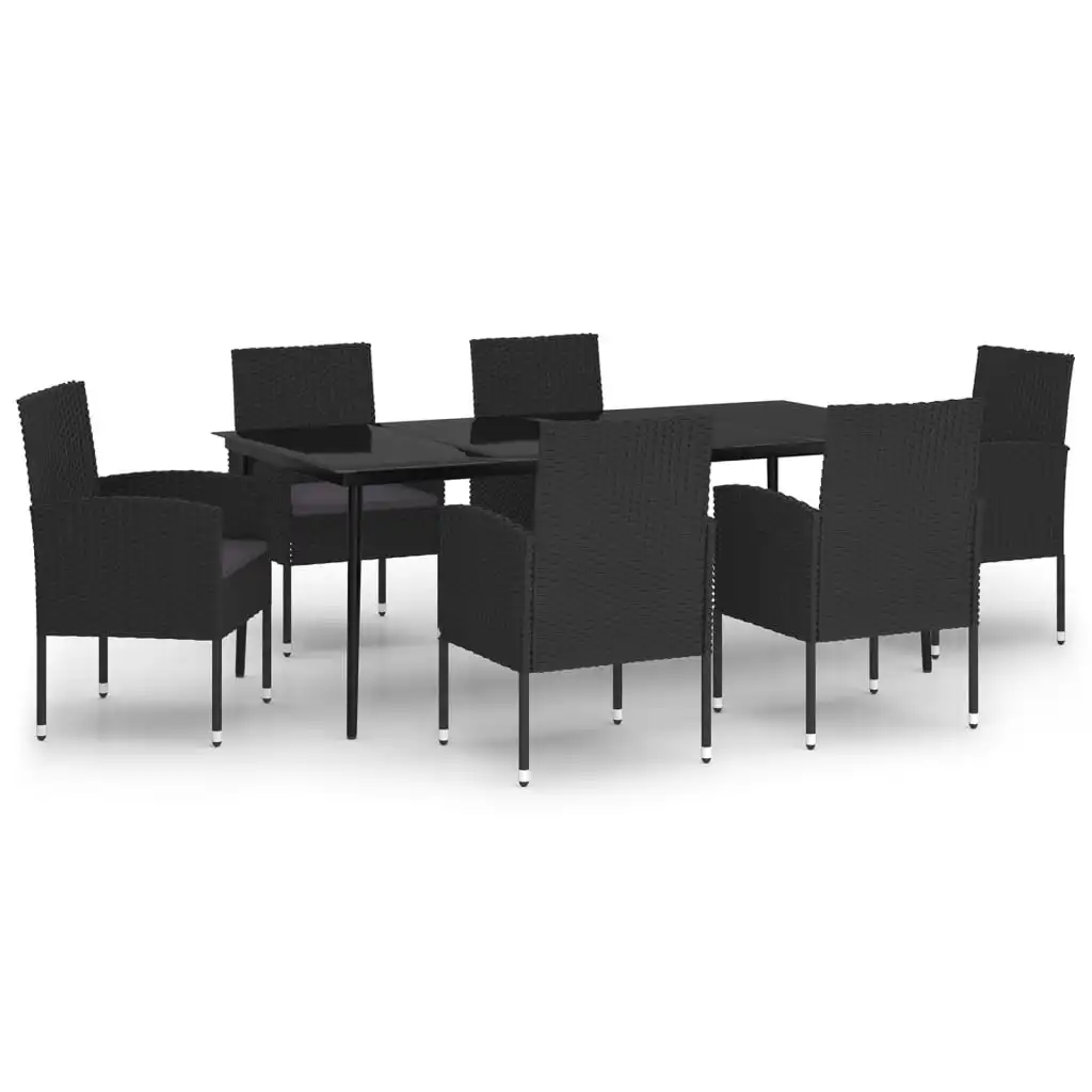 7 Piece Garden Dining Set Black 3099635