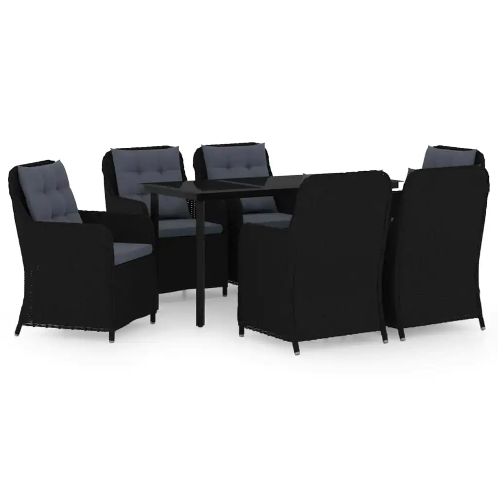 7 Piece Garden Dining Set Black 3099562