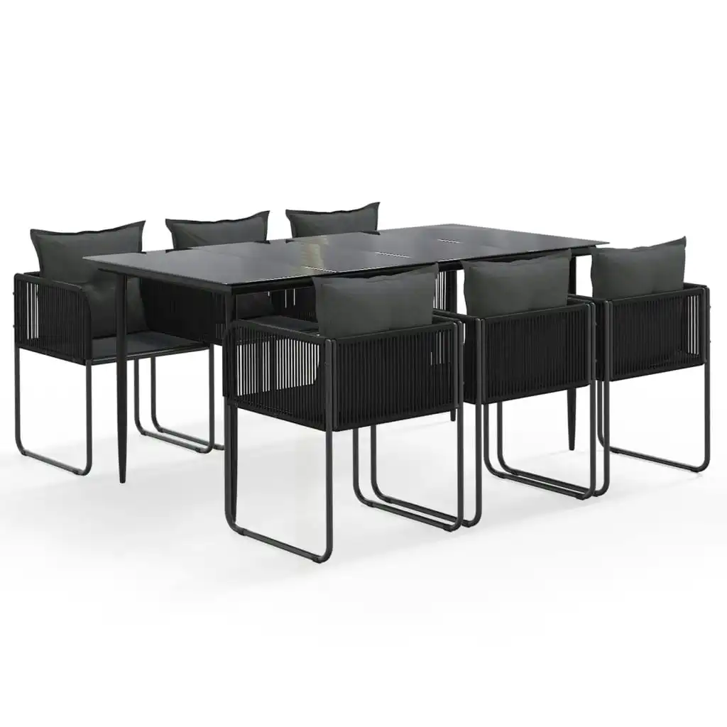 7 Piece Garden Dining Set Black 3156501