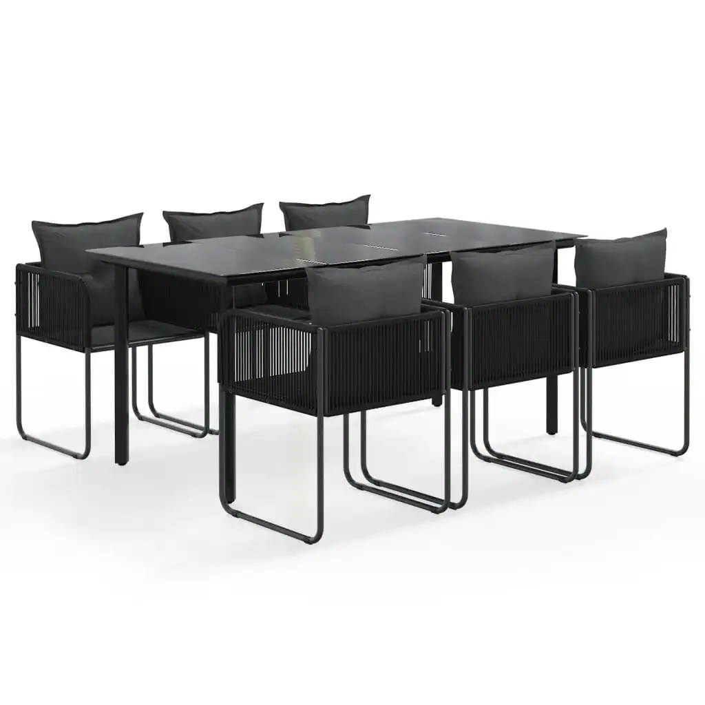 7 Piece Garden Dining Set Black 3156497