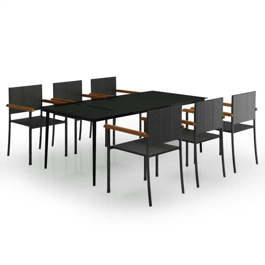 7 Piece Garden Dining Set Black 3099423