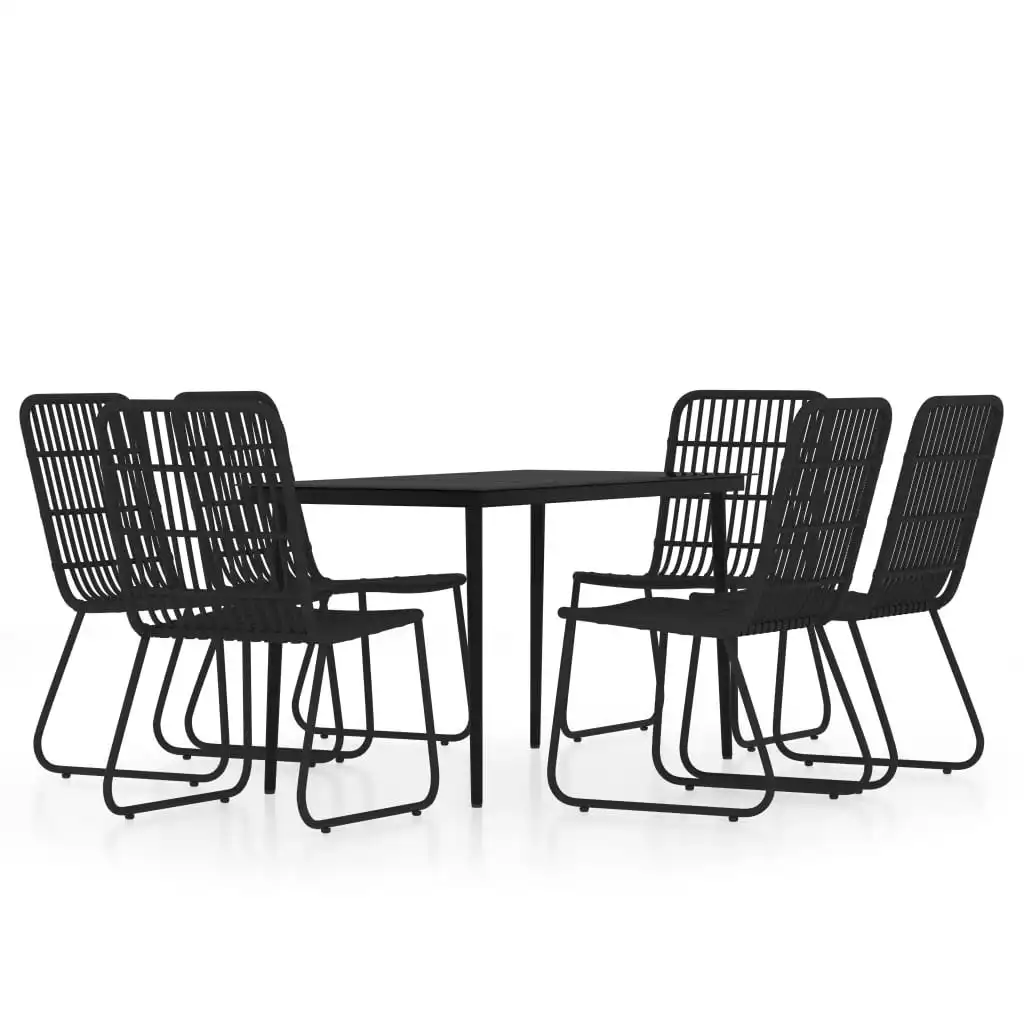 7 Piece Garden Dining Set Black 3099182