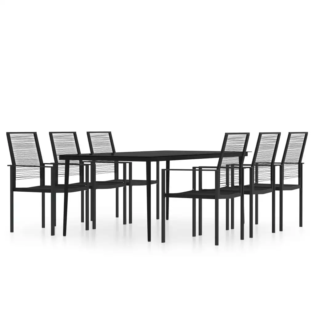 7 Piece Garden Dining Set Black 3099207