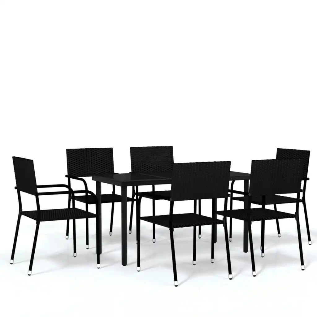 7 Piece Garden Dining Set Black 3099580