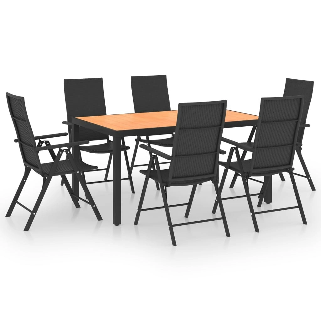 7 Piece Garden Dining Set Black and Brown 3060055