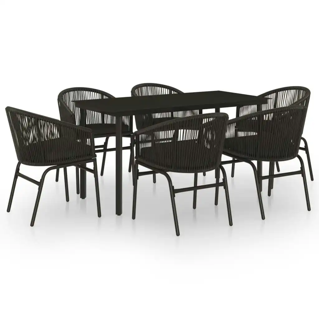 7 Piece Garden Dining Set Black 3099224