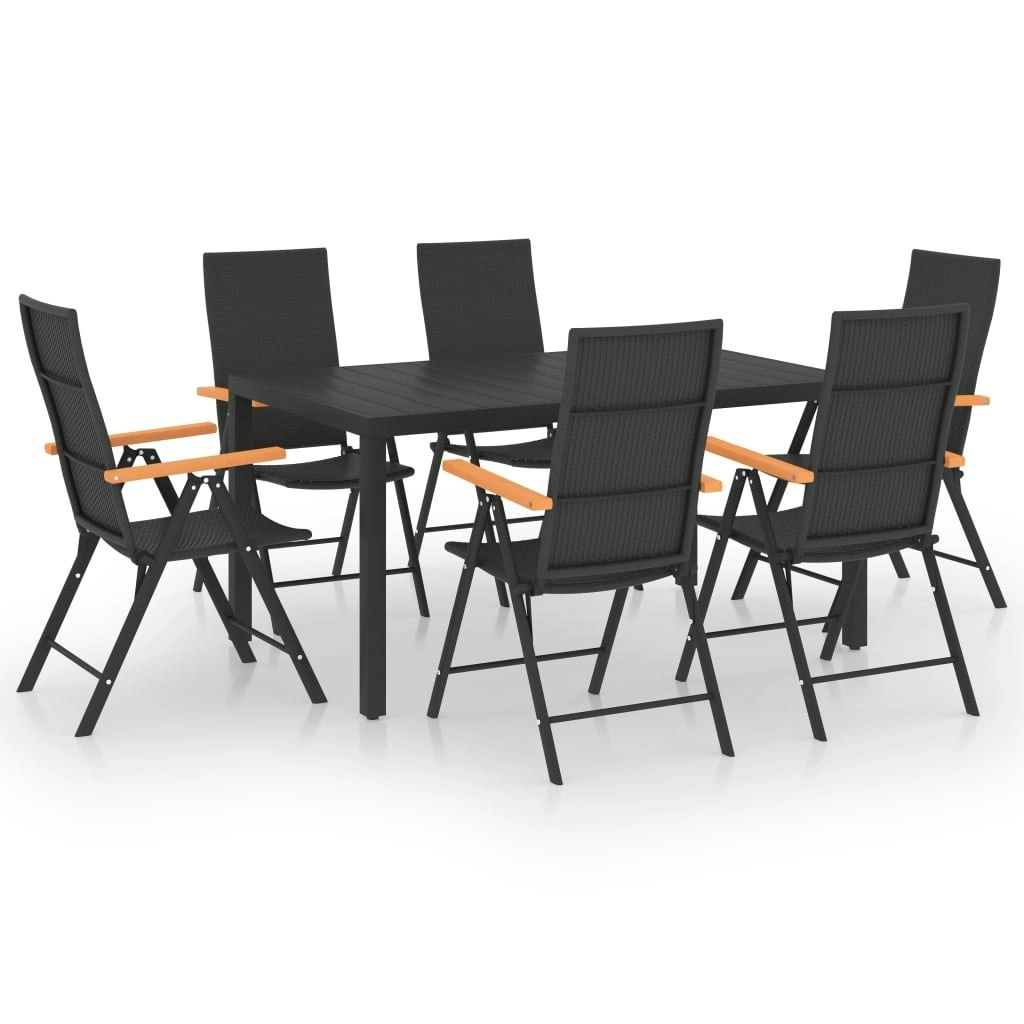 7 Piece Garden Dining Set Black and Brown 3060085