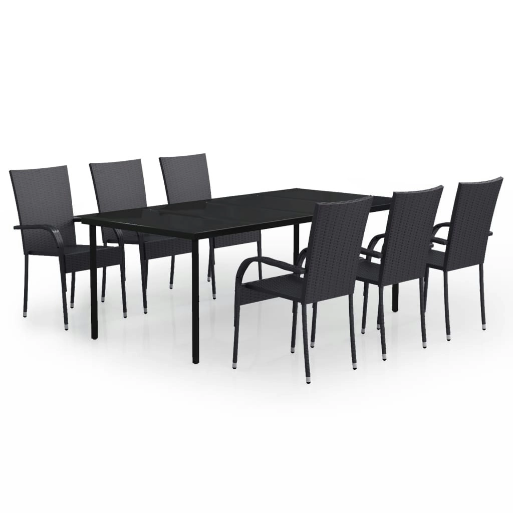 7 Piece Garden Dining Set Black 3099381