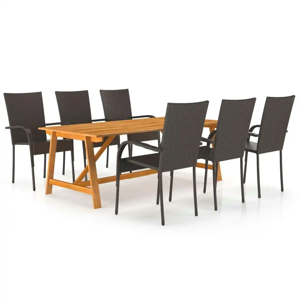 7 Piece Garden Dining Set Brown 3068806