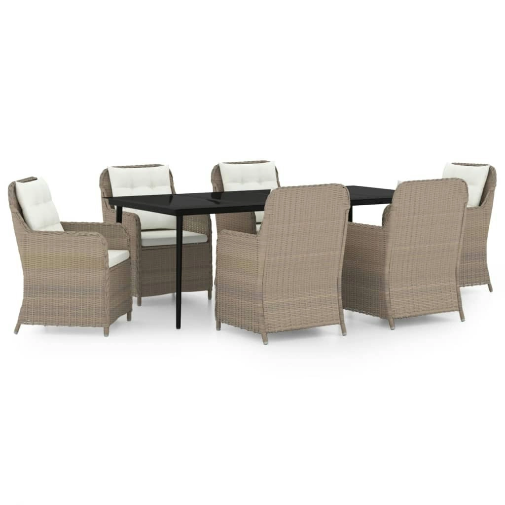 7 Piece Garden Dining Set Brown 3099569