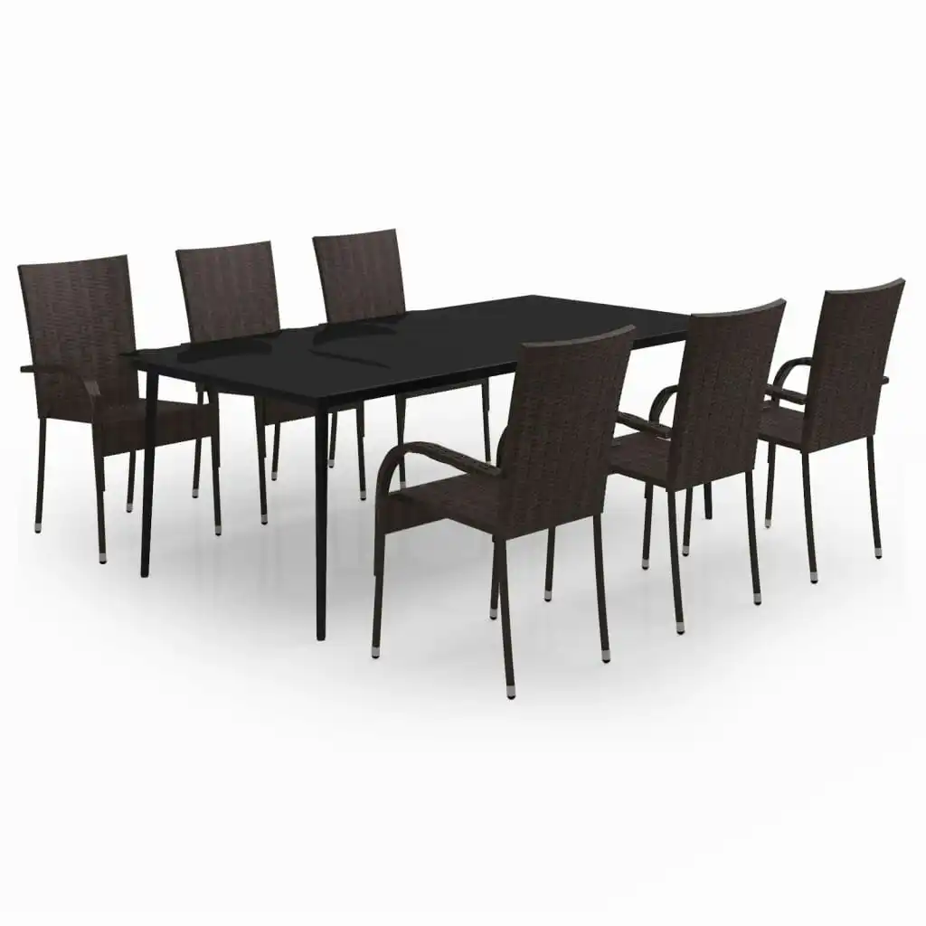 7 Piece Garden Dining Set Brown and Black 3099405