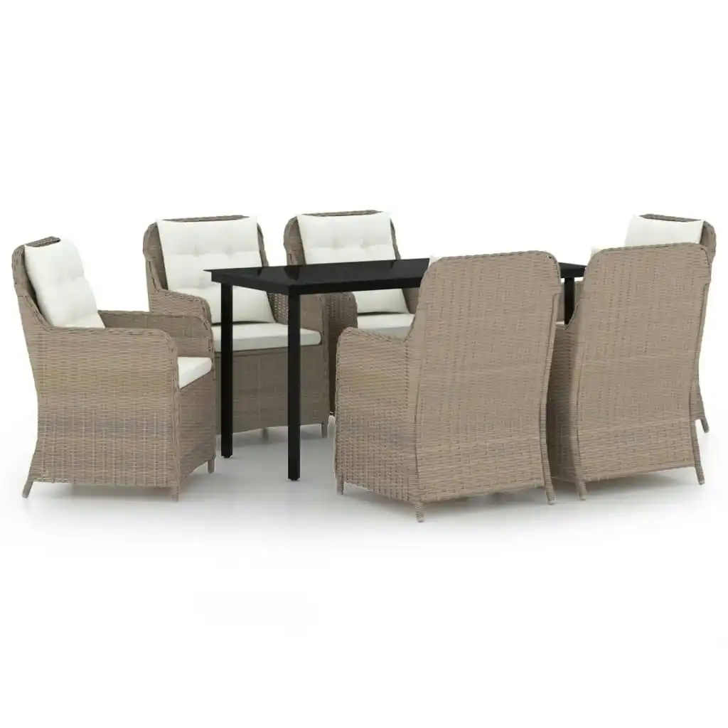 7 Piece Garden Dining Set Brown 3099556