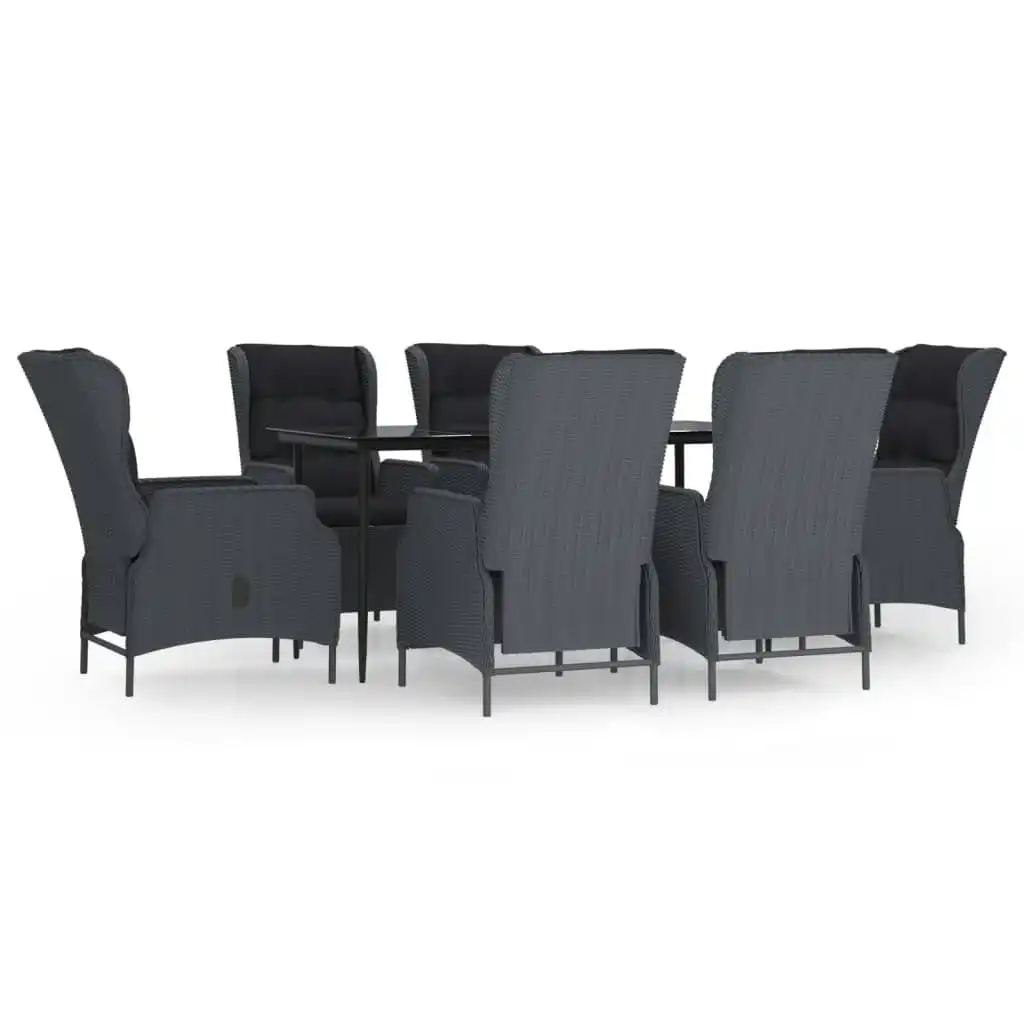 7 Piece Garden Dining Set Dark Grey Poly Rattan 3156803